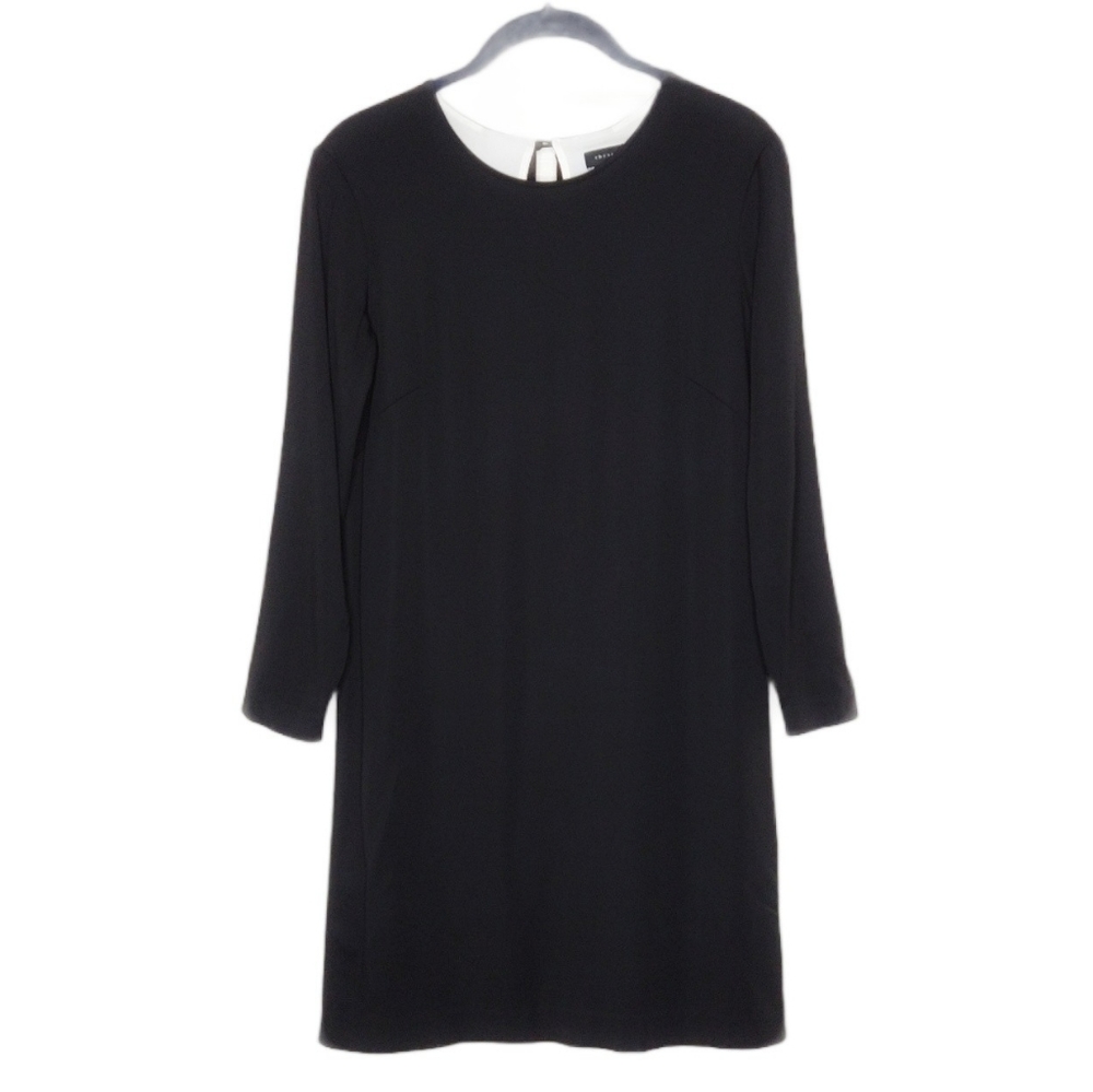 Theory Landain Size 2 Black Virginwool / Viscose Blend Keyhole Back Dress